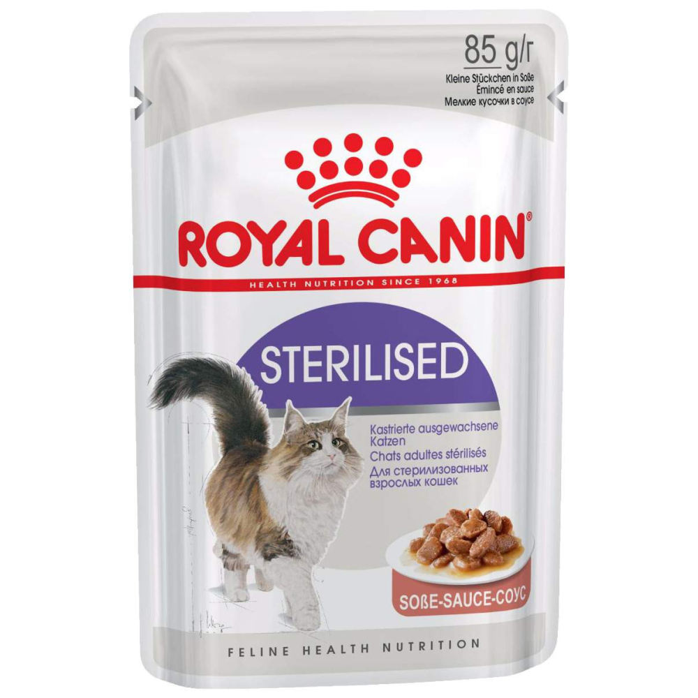 Влажный корм для кошек Royal Canin Sterilised, мясо, домашняя птица, в соусе, пауч, 85 г