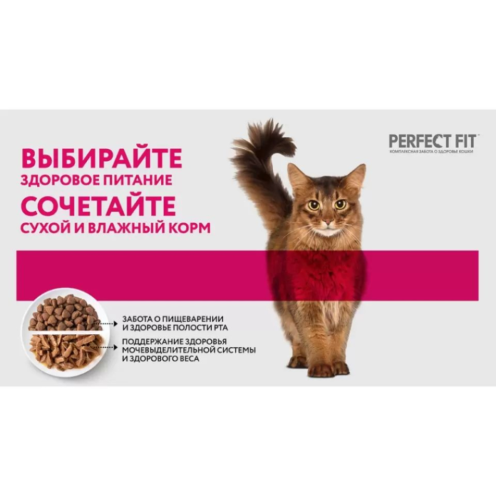 Влажный корм для кошек Perfect Fit Sterile, для стерилизованных кошек, паштет с индейкой, пауч, 75 г