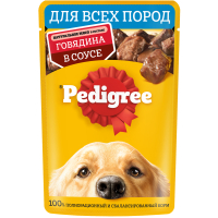 Влажный корм для собак Pedigree, кусочки в соусе с говядиной, пауч, 85 г