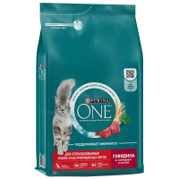 Сухой корм для кошек Purina One для стерилизованных с говядиной и пшеницей, 3 кг