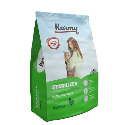 Сухой корм для стерилизованных кошек Karmy Sterilized, курица, 1,5 кг