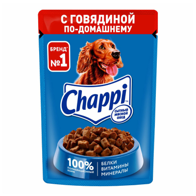 Влажный корм для собак Chappi с говядиной по-домашнему, пауч, 85 г