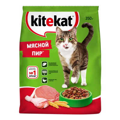 Сухой корм для кошек Kitekat, мясной пир, 350 г