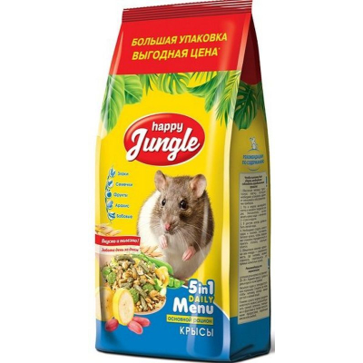 Корм для крыс Happy Jungle, основной рацион, 900 г