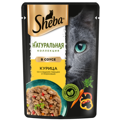 Влажный корм для кошек Sheba Nature's Collection, курица со сладким перцем и морковью, пауч, 75 г